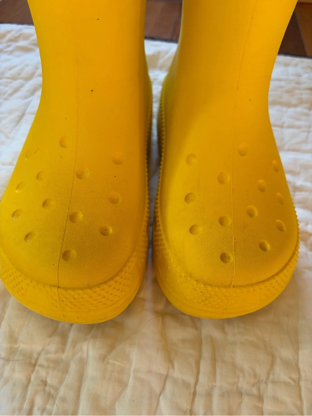 Kids Yellow Waterproof Crocs Rain Boots
